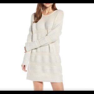 Something Navy Ivory Silver Striped Sweater Dress
